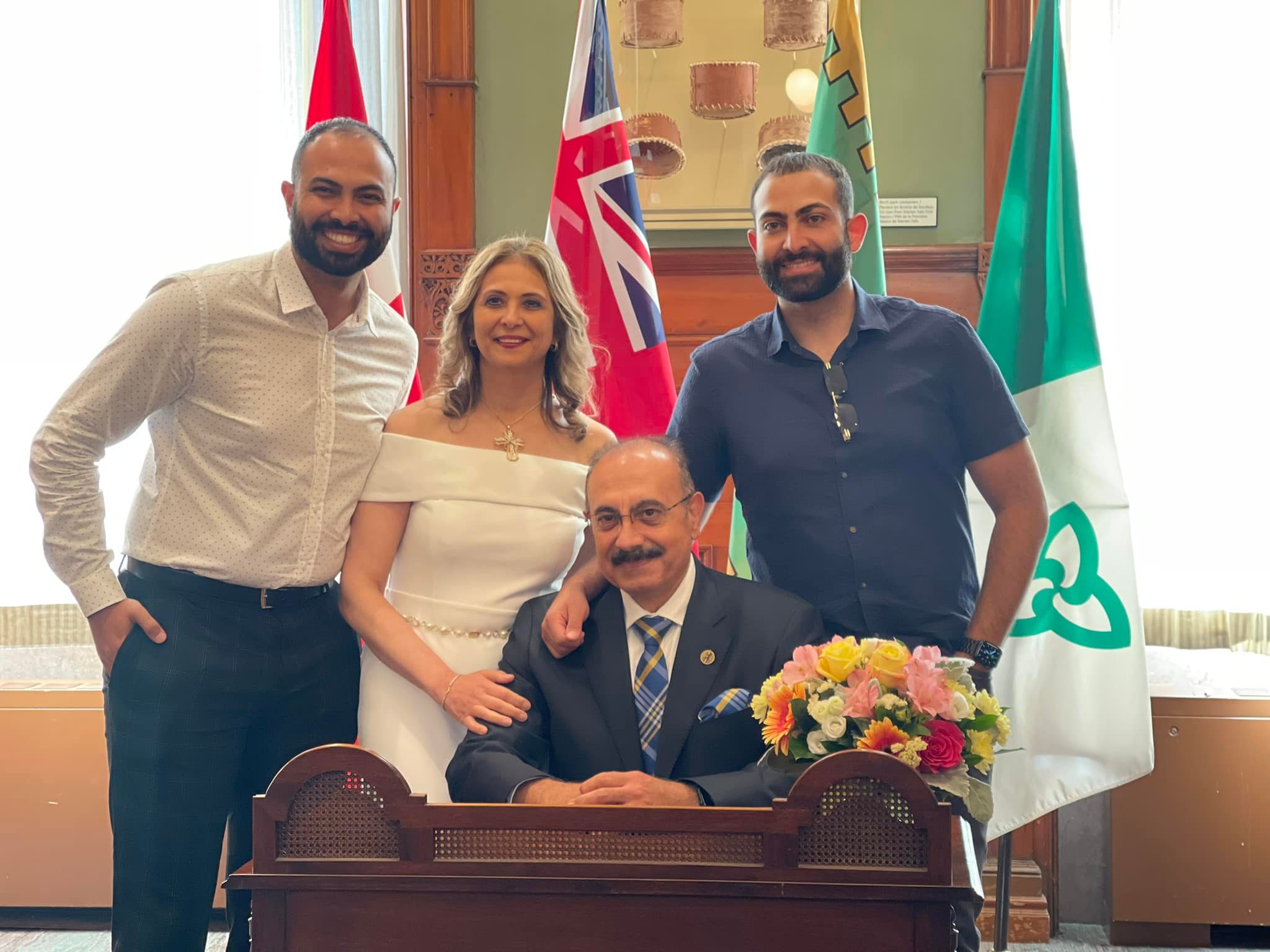 Sheref Sabawy, Dr. Mary Sabawy, and their two sons at the Legislative Assembly of Ontario
